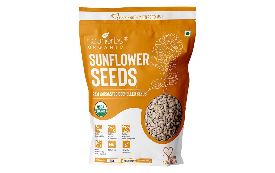 Neuherbs organic Sunflower Seeds Raw Unroasted Deshelled Seeds   Pack  1 kilogram